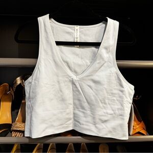 NWT Athleta Powder Blue Ribbed V-Neck Crop Top